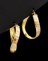 Italian Gold - 14k Tri-tone Satin Finish Twist Hoops - Lyst