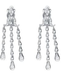 Genevive Jewelry - Silver Cz Statement Earrings - Lyst