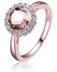 Genevive Jewelry - 14k Rose Gold Vermeil Cz Halo Ring - Lyst