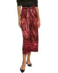 Ganni - Satin Silk-blend Midi Skirt - Lyst