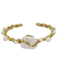 Ebru Jewelry - Cleopatra Plated 0.7In Pearl Cuff Bracelet - Lyst