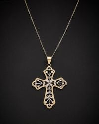 Italian Gold - 14k Italian Two-tone Gold Cross Pendant Necklace - Lyst