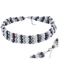 Splendid - Rhodium Plated Silver 5-6mm Freshwater Pearl Choker Necklace - Lyst