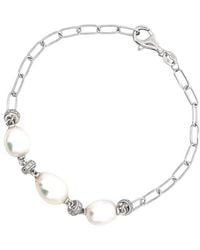 Pearls - 0.04 Ct. Tw. Diamond & 9-10Mm Pearl Bracelet - Lyst
