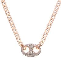 Meshmerise - 18K Over 0.20 Ct. Tw. Diamond Puffed Mariner Necklace - Lyst