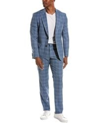 BOSS - Slim Fit Wool Suit With Flat Front Pant - Lyst