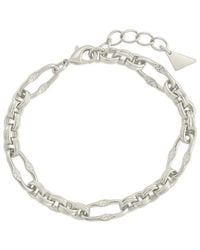 Sterling Forever - Rhodium Plated Tegan Textured Long Link Bracelet - Lyst