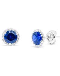 Diana M. Jewels - Fine Jewelry 14k 2.12 Ct. Tw. Diamond & Sapphire Halo Studs - Lyst