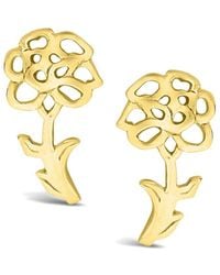 Sterling Forever - 14k Over Silver Birth Flower January Carnation Studs - Lyst