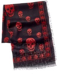 McQueen - Skull Silk-blend Scarf - Lyst