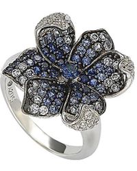 Suzy Levian - 18k & Silver 1.74 Ct. Tw. Sapphire Flower Petal Ring - Lyst