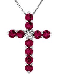 Diana M. Jewels - Fine Jewelry 14k 0.93 Ct. Tw. Diamond & Ruby Cross Pendant Necklace - Lyst