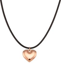 Liv Oliver - 18K Rose Plated Puffed Heart Necklace - Lyst