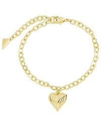 Sterling Forever - 14k Plated Beating Heart Charm Bracelet - Lyst