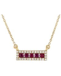 Gemstones - 14k 0.15 Ct. Tw. Diamond & Ruby Pendant Necklace - Lyst