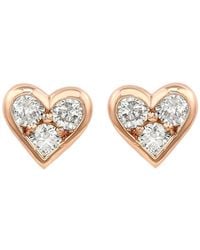 Suzy Levian - 14k Rose Gold 0.30 Ct. Tw. Diamond Heart Studs - Lyst