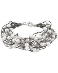 Splendid - Rhodium Plated Silver 6-7mm Freshwater Pearl Bracelet - Lyst