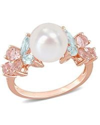 Rina Limor - 18k Rose Gold Over Silver 1.43 Ct. Tw. Gemstone 8.5-9mm Pearl Cocktail Ring - Lyst