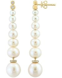 Effy Fine Jewelry - 14K 0.13 Ct. Tw. Diamond & 3.5-8.5Mm Pearl Earrings - Lyst