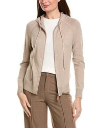 Lafayette 148 New York - Raglan Sleeve Zip Front Cashmere & Silk-Blend Hoodie - Lyst