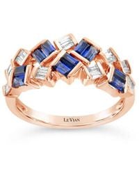 Le Vian - Le Vian 14k Rose Gold 0.89 Ct. Tw. Diamond & Sapphire Half-eternity Ring - Lyst