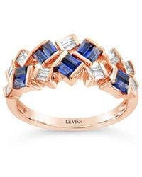 Le Vian - Le Vian 14k Rose Gold 0.89 Ct. Tw. Diamond & Sapphire Half-eternity Ring - Lyst