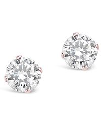 Sterling Forever 14k Rose Gold Over Silver Cz Studs - White