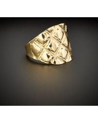Italian Gold - 14k Graduated Quilt Cigar Band Ring - Lyst