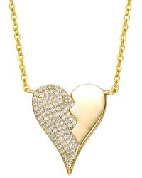Rachel Glauber - 14k Plated Cz Half Heart Necklace - Lyst