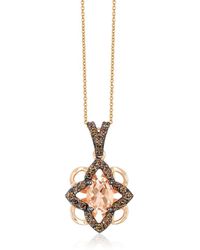 Le Vian - Le Vian 14k Rose Gold 0.82 Ct. Tw. Diamond & Morganite Pendant Necklace - Lyst