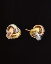 Italian Gold - 14K Italian Tri-Tone Love Knot Studs - Lyst