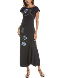 Lela Rose - Floral Cord Embroidered Fluid Crepe Cascade Dress - Lyst