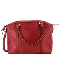Gucci - Microssima Leather Britt Convertible Dome Satchel Medium (Authentic Pre-Loved) - Lyst