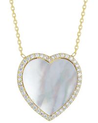 Glaze Jewelry - Silver Mother Of Pearl Cz Heart Necklace - Lyst