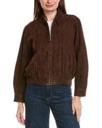 Neiman Marcus - Zip Up Collared Suede Jacket - Lyst