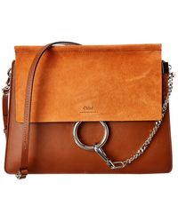 Chloé Faye Medium Leather & Suede Shoulder Bag - Orange