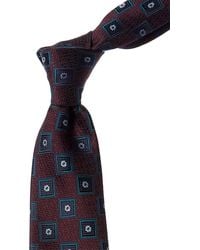 Canali - Maroon Floral Square Silk Tie - Lyst
