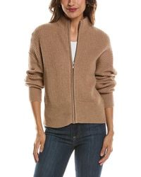 Forte - Rib Zip Mock Neck 100% Cashmere Cardigan - Lyst