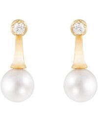 Splendid - 14K 0.10 Ct. Tw. Diamond & 7-7.5Mm Pearl Drop Earrings - Lyst