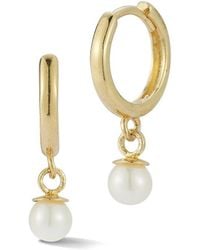 Ember Fine Jewelry - 14k 3.8mm Pearl Huggie Earrings - Lyst
