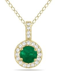Gem Spark - 14k 0.55 Ct. Tw. Diamond & Emerald Necklace - Lyst