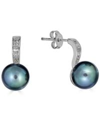 Belpearl - Silver White Topaz 8.5mm Freshwater Pearl Earrings - Lyst