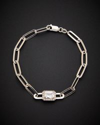 Italian Gold Over Silver - 18K Italian Over 1.65 Ct. Tw. Topaz & Diamond Bracelet - Lyst