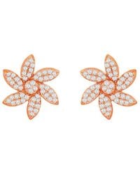 Suzy Levian - 14K Rose 0.20 Ct. Tw. Diamond Curved Flower Studs - Lyst