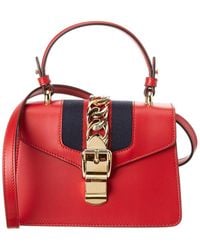 Gucci - Sylvie Mini Leather Top Handle Shoulder Bag - Lyst