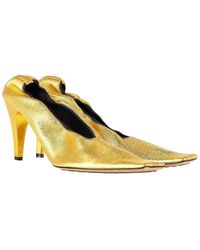 Bottega Veneta - Sharpei Metallic Square-Toe Leather Pump - Lyst