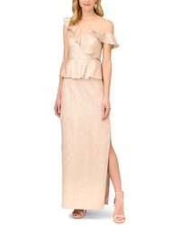 Aidan Mattox - Lame Column Gown With Ruffles - Lyst