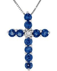 Diana M. Jewels - Fine Jewelry 14k 1.33 Ct. Tw. Diamond & Sapphire Cross Pendant Necklace - Lyst