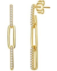 Rachel Glauber - 14k Plated Cz Triple Cable Chain Drop Earrings - Lyst
