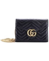 Gucci - Matelasse Leather Gg Marmont Chain Wallet Mini (Authentic Pre- Loved) - Lyst